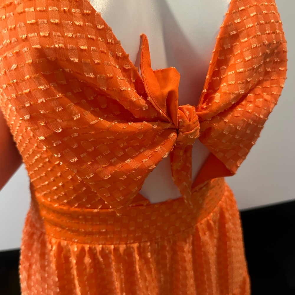 Alice + Olivia Minka Tie Front Maxi Dress 8 Tiered Cut Out V-Neck Tassels Lined - Picture 2 of 6